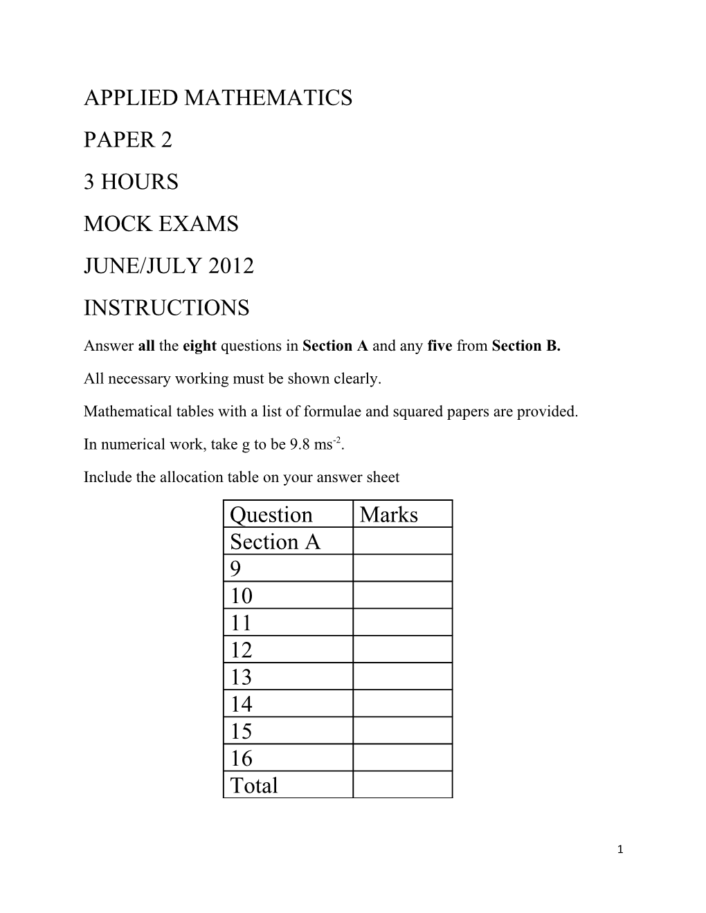 Answer All the Eight Questions in Section a and Any Five from Section B