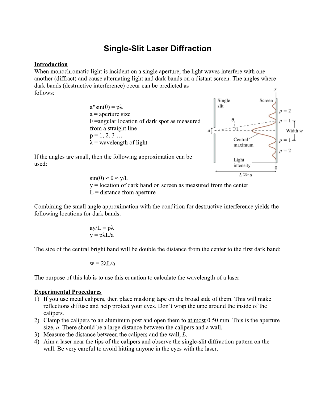 Single-Slit Laser Diffraction