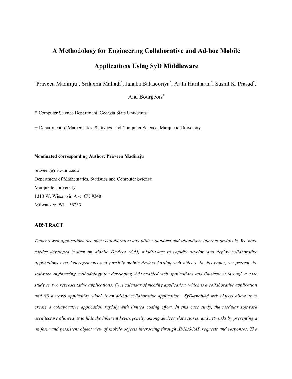 A Generic Design Methodology for Collaborative and Ad-Hoc Mobile Applications