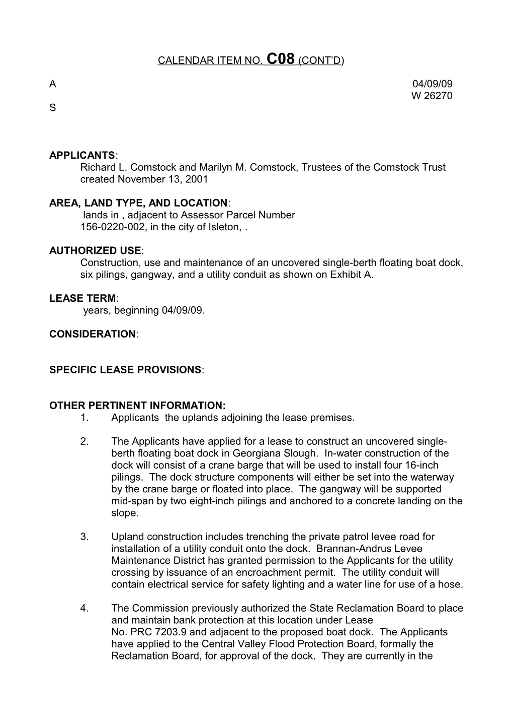 General Lease - Recreational Use