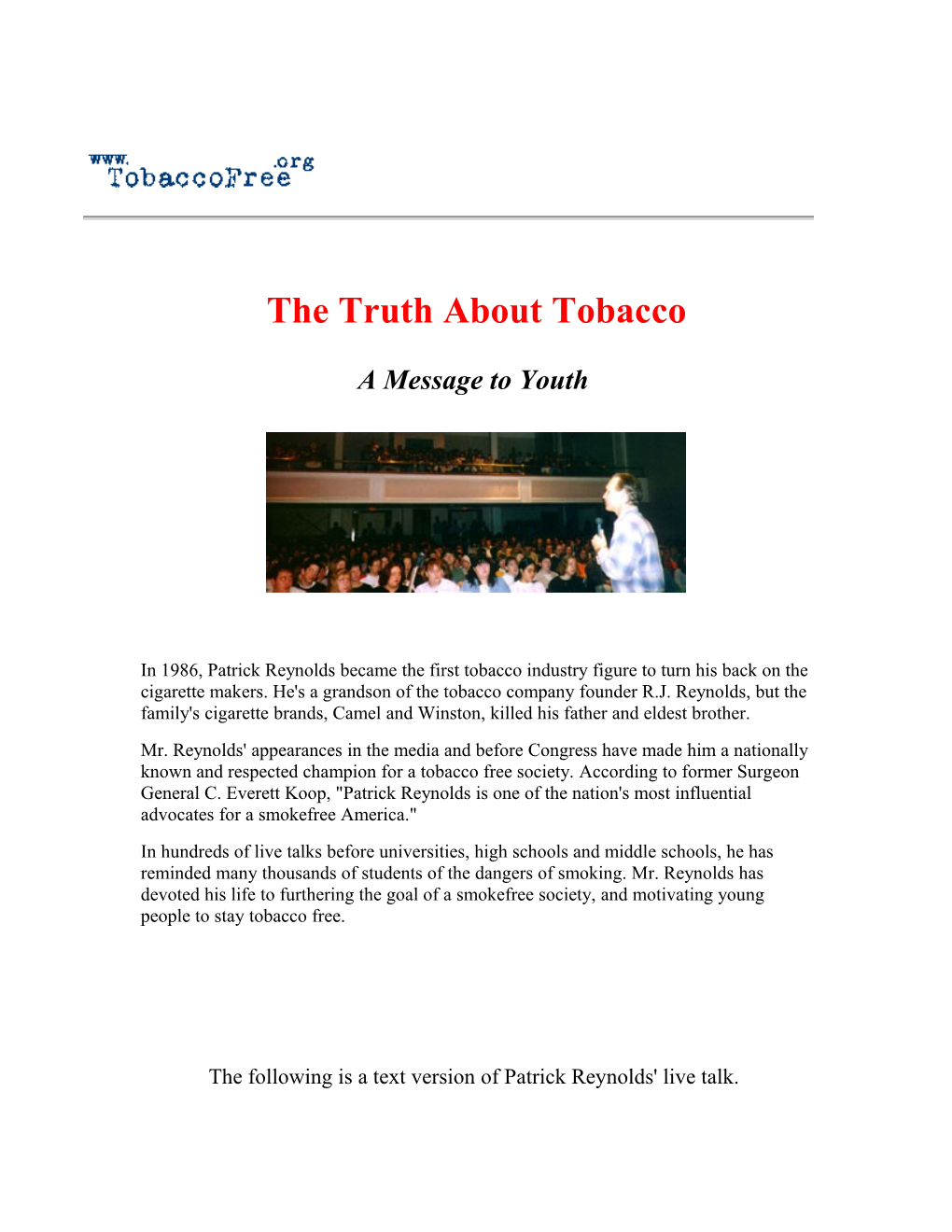 !Tobacco Prevention & Smoknig Education * a Super Talk for Teens and Youth!