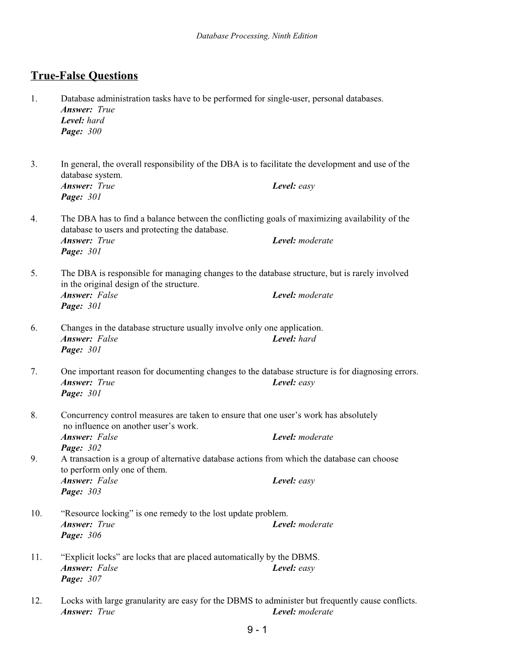 Chapter 9 - Managing Multi-User Databases