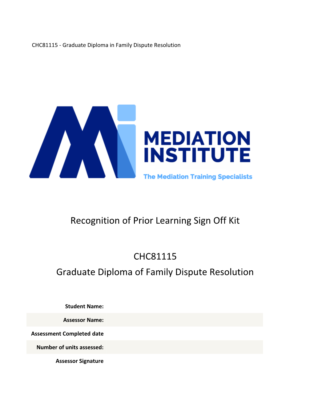 CHC81115 - Graduate Diploma in Family Dispute Resolution