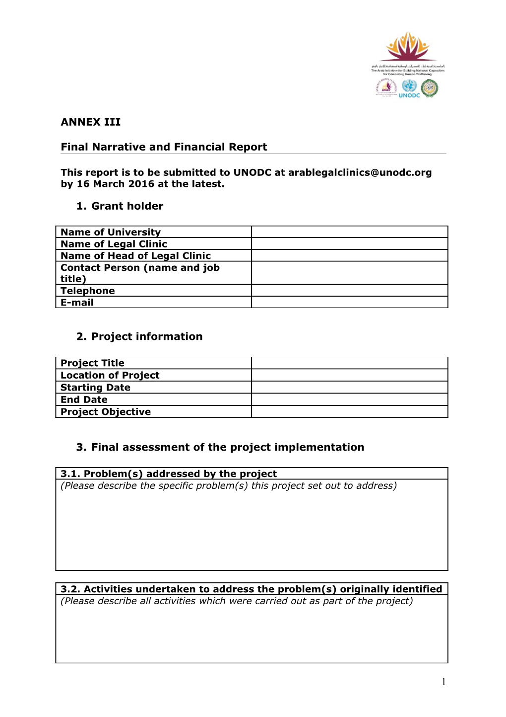 Final Narrative and Financial Report