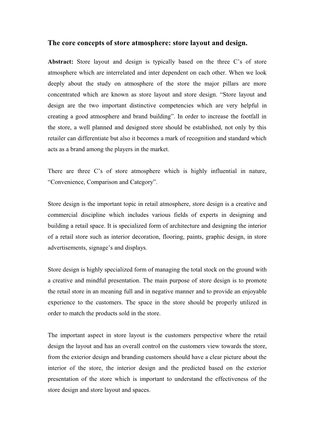 The Core Concepts of Store Atmosphere: Store Layout and Design