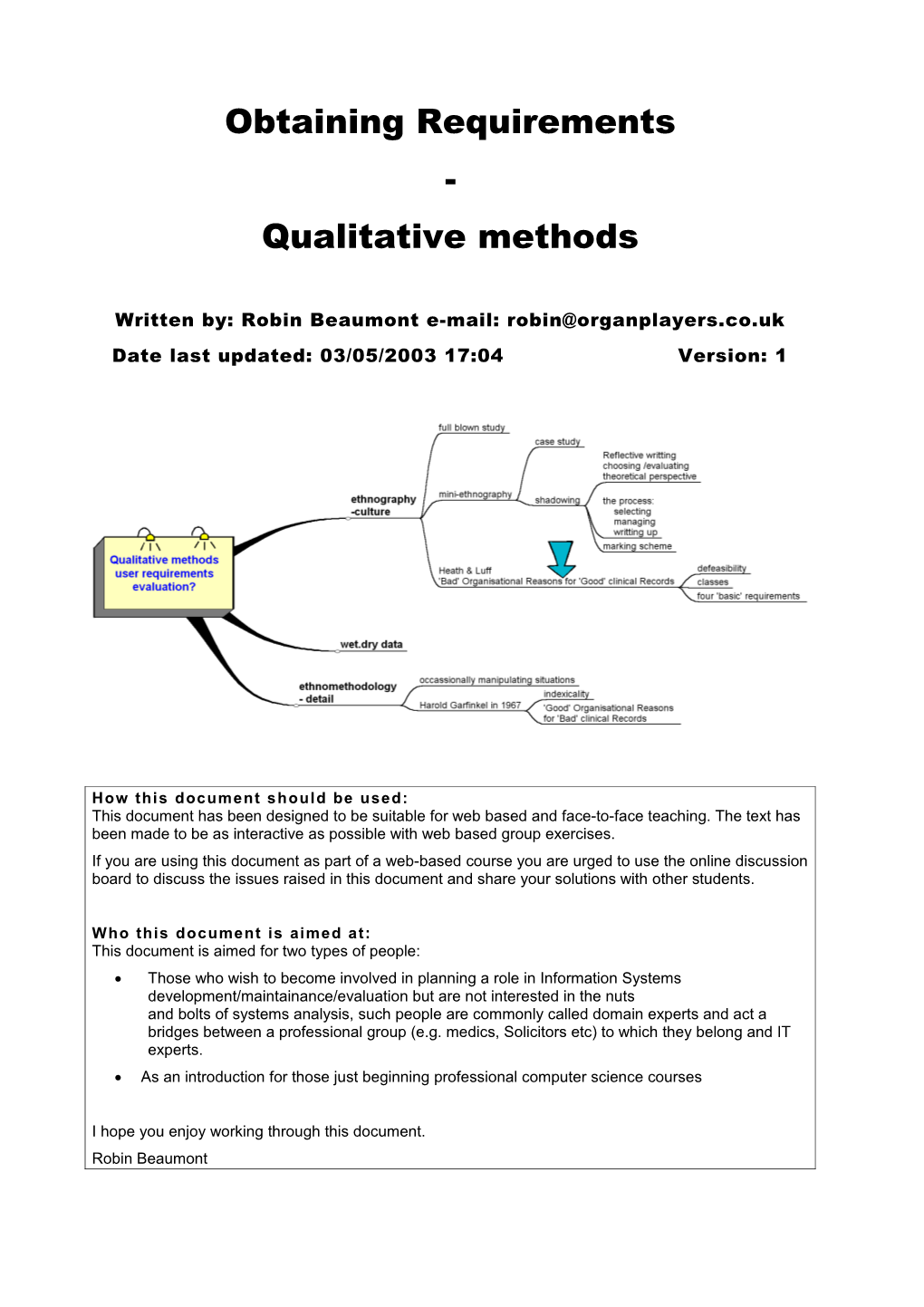 Obtaining Requirements Qualitative Methods