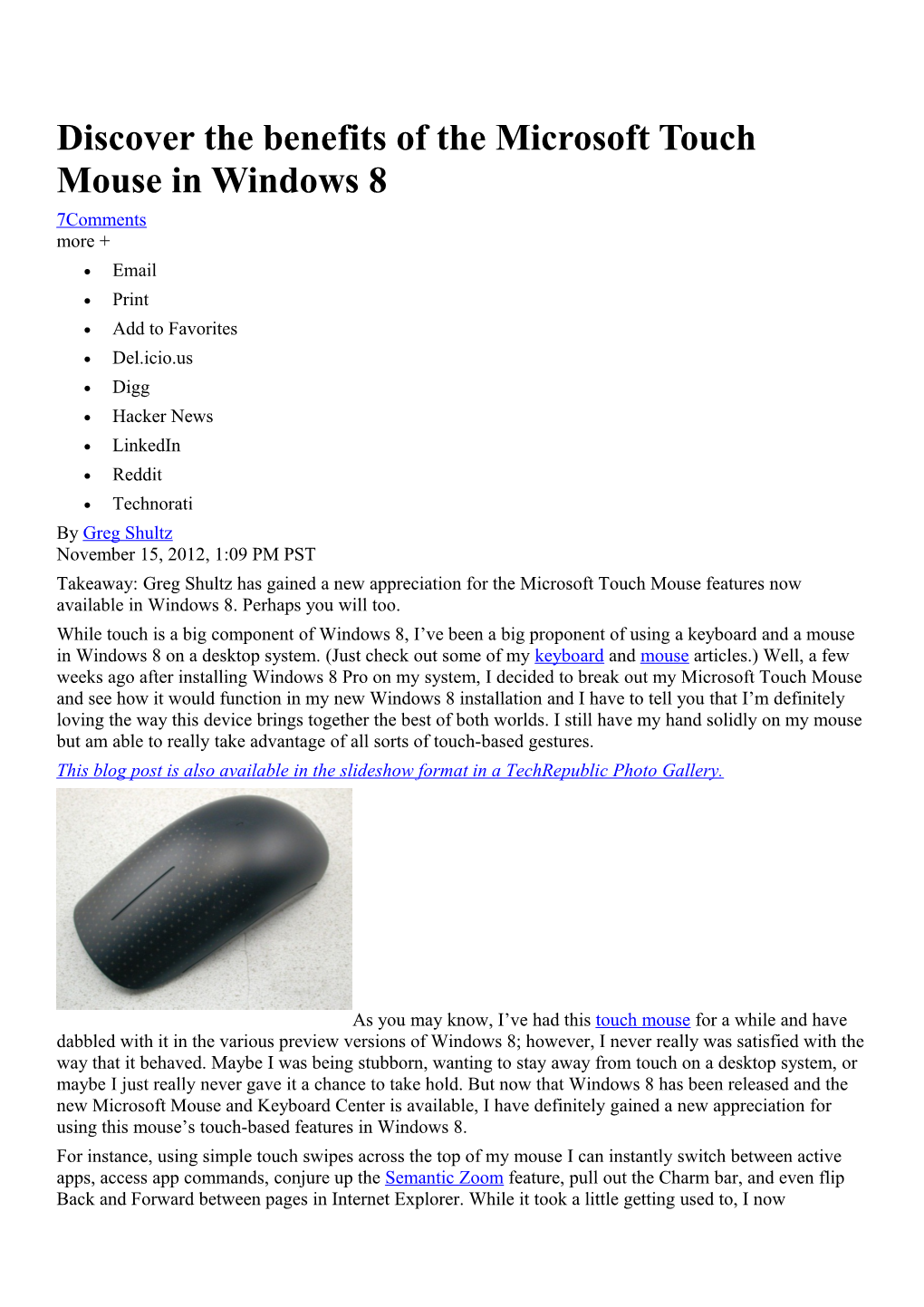 Discover the Benefits of the Microsoft Touch Mouse in Windows 8