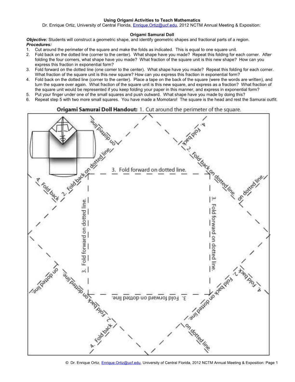 Using Origami Activities to Teach Mathematics