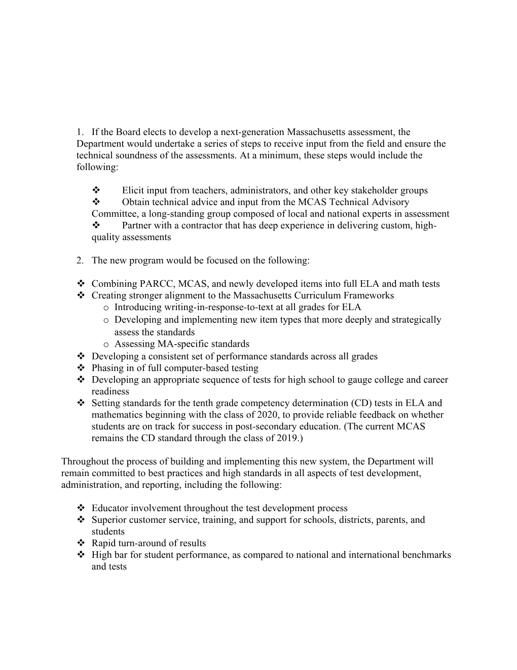 Proposed Model for New Massachusetts Assessments