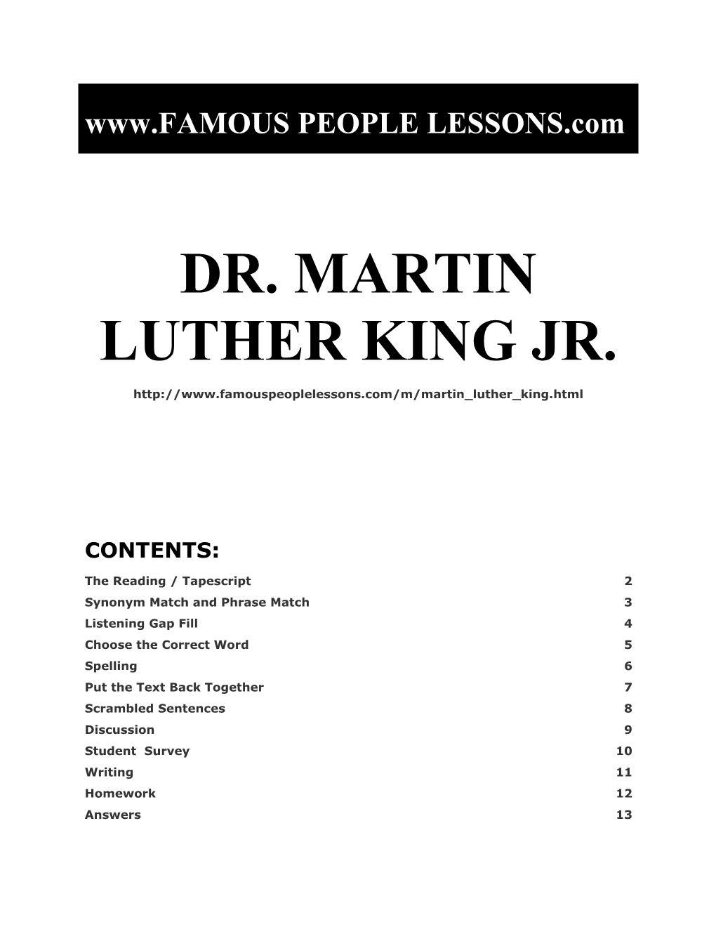 Famous People Lessons - Dr. Martin Luther King Jr