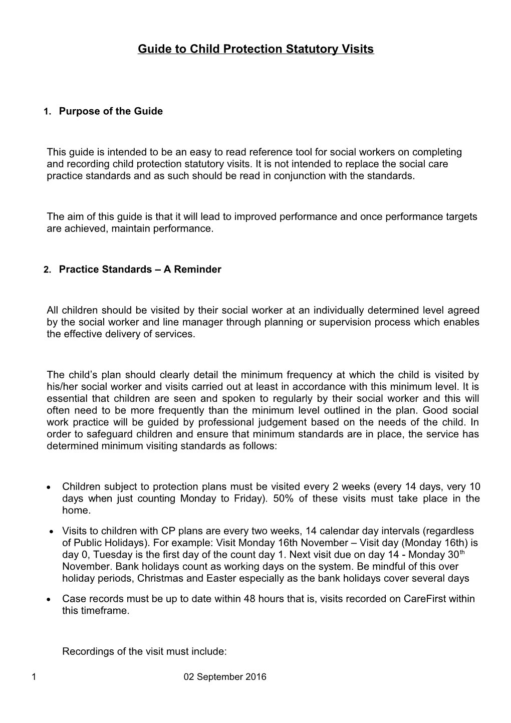 Guide to Child Protection Statutory Visits