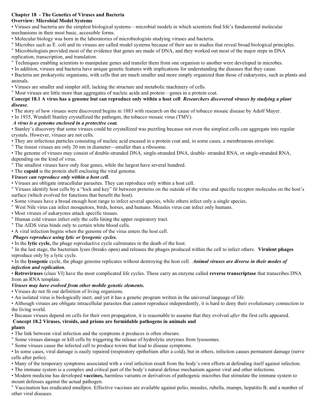 Chapter 18 - the Genetics of Viruses and Bacteria