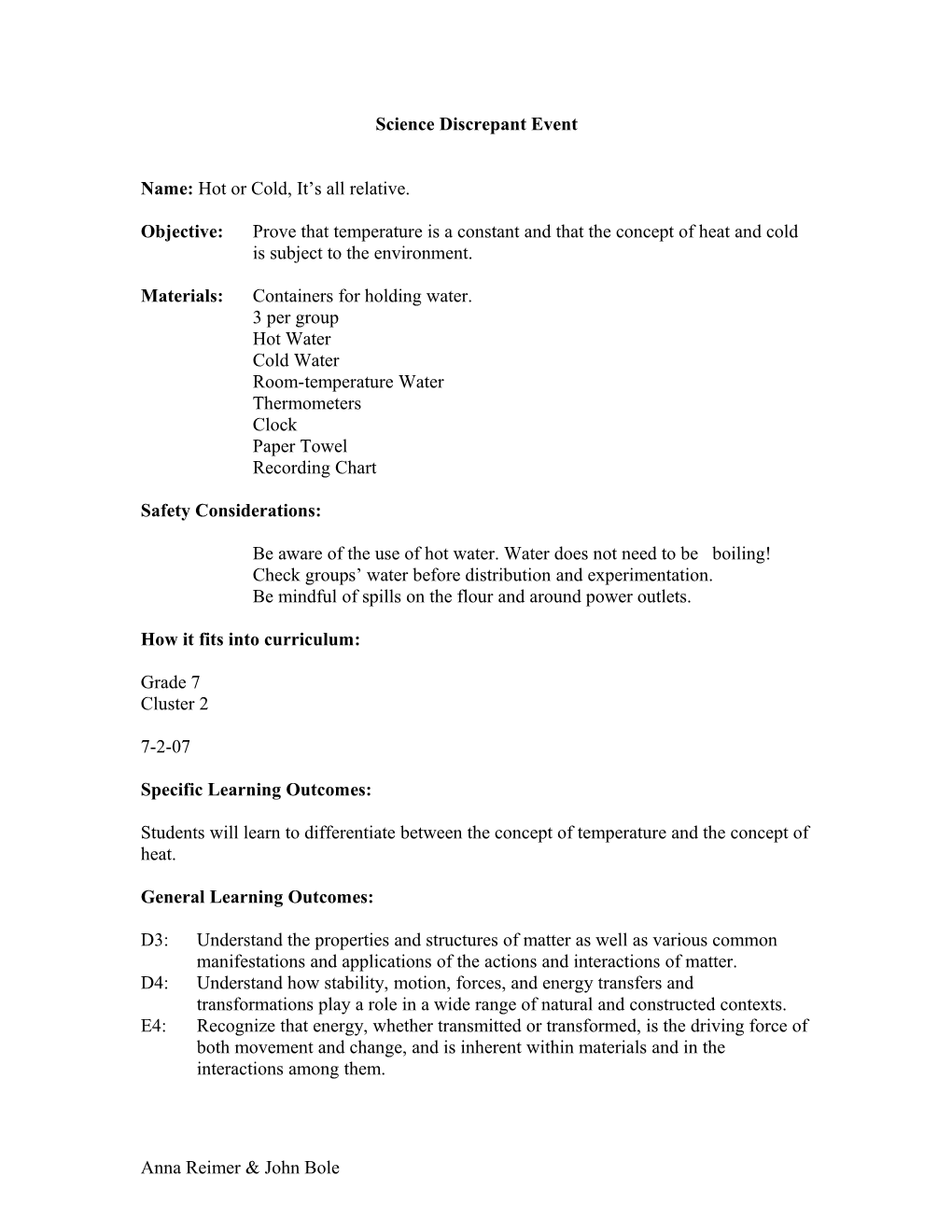 Science Discrepant Event