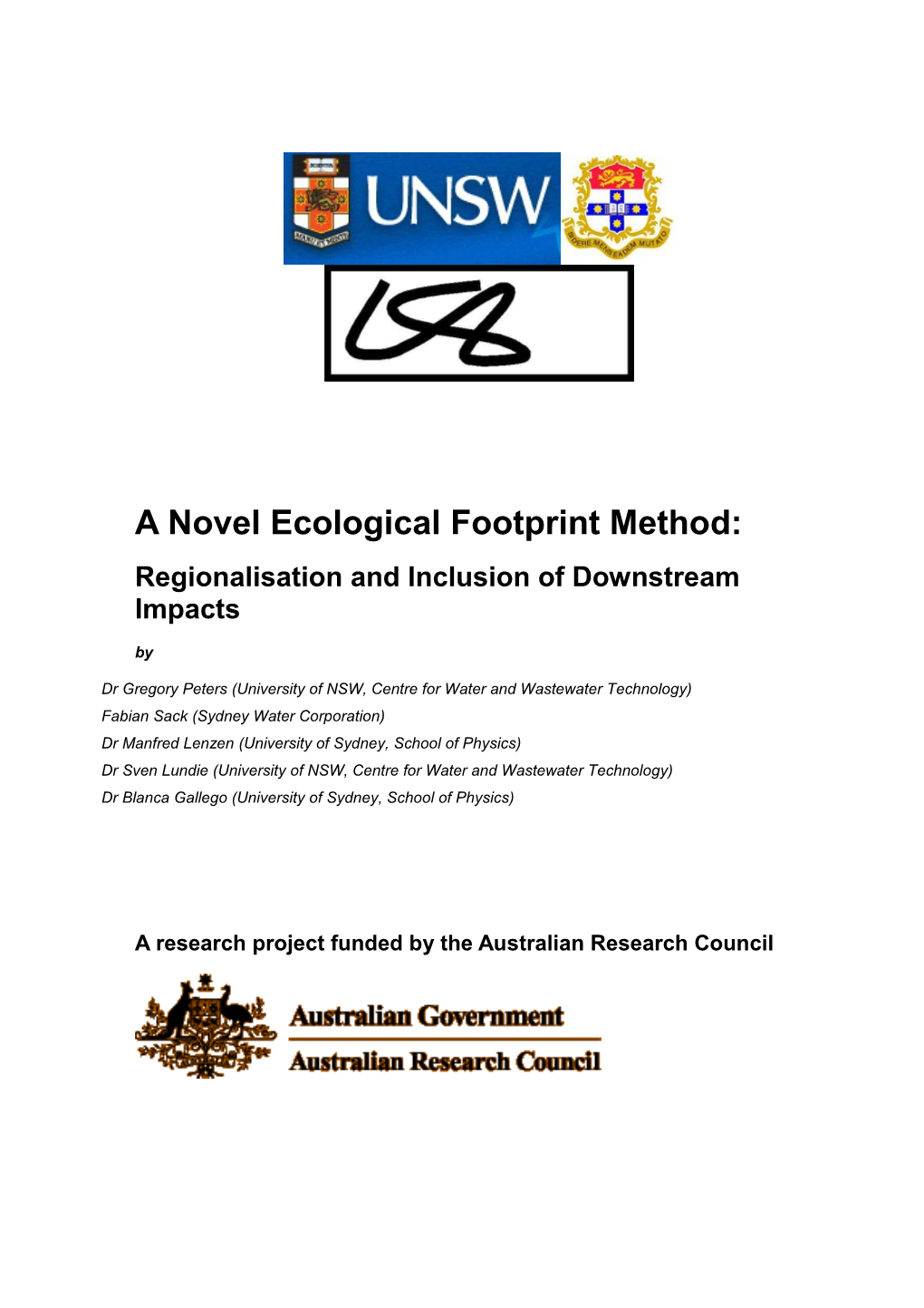 A Novel EF Calculation for the Australian Water Industry: Regionalisation and Inclusion