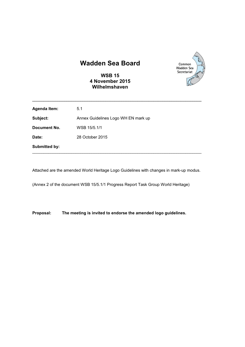 WSB 15/5.1/1 Annex Guidelines Use Wadden Sea WH Logo (December 2010 October 2015) Page 2