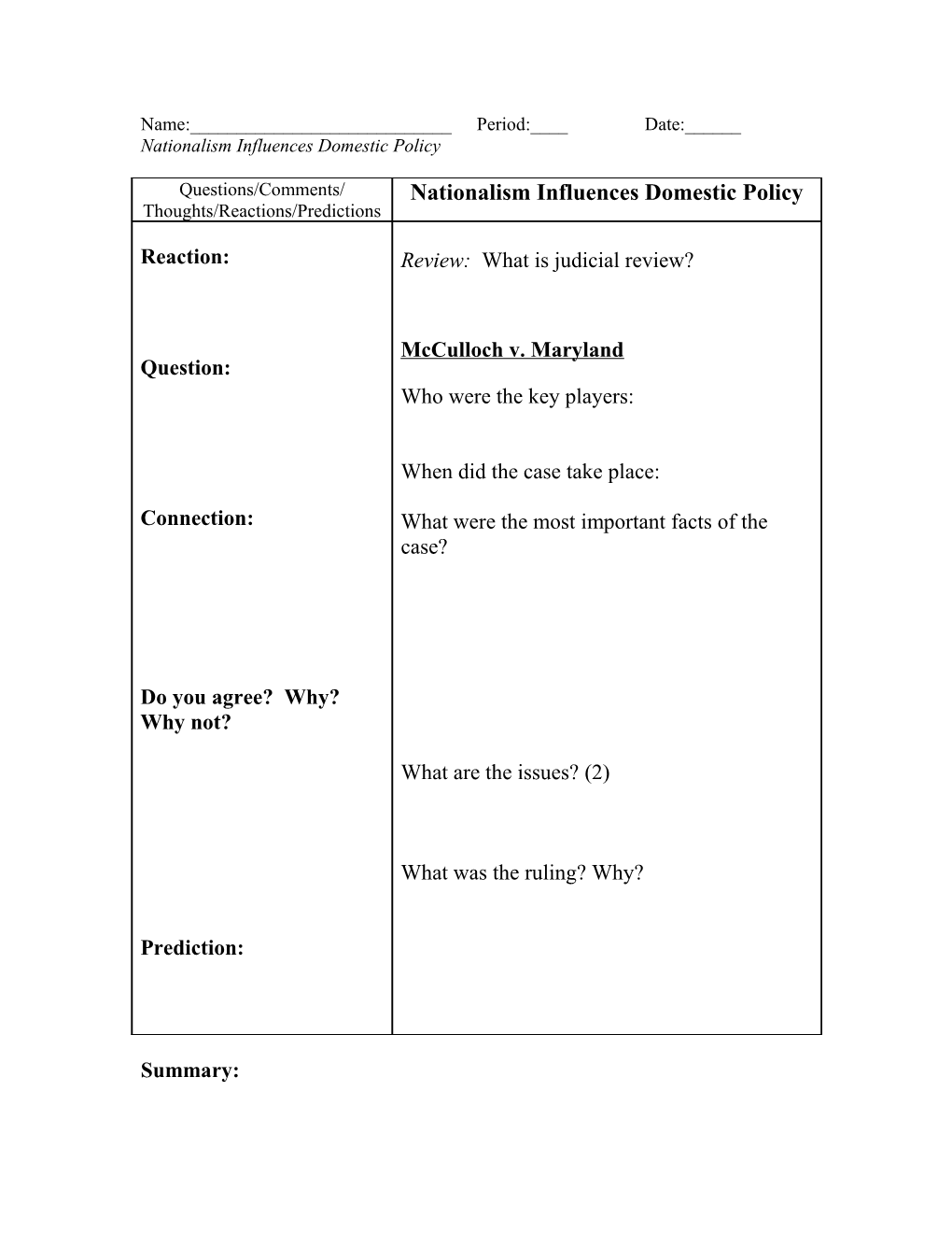 Nationalism Influences Domestic Policy