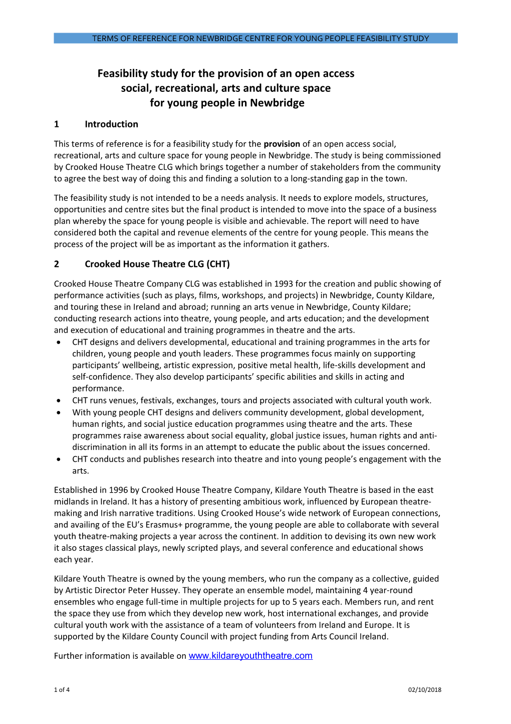 Terms of Reference for Newbridge Youth Centre Feasibility Study