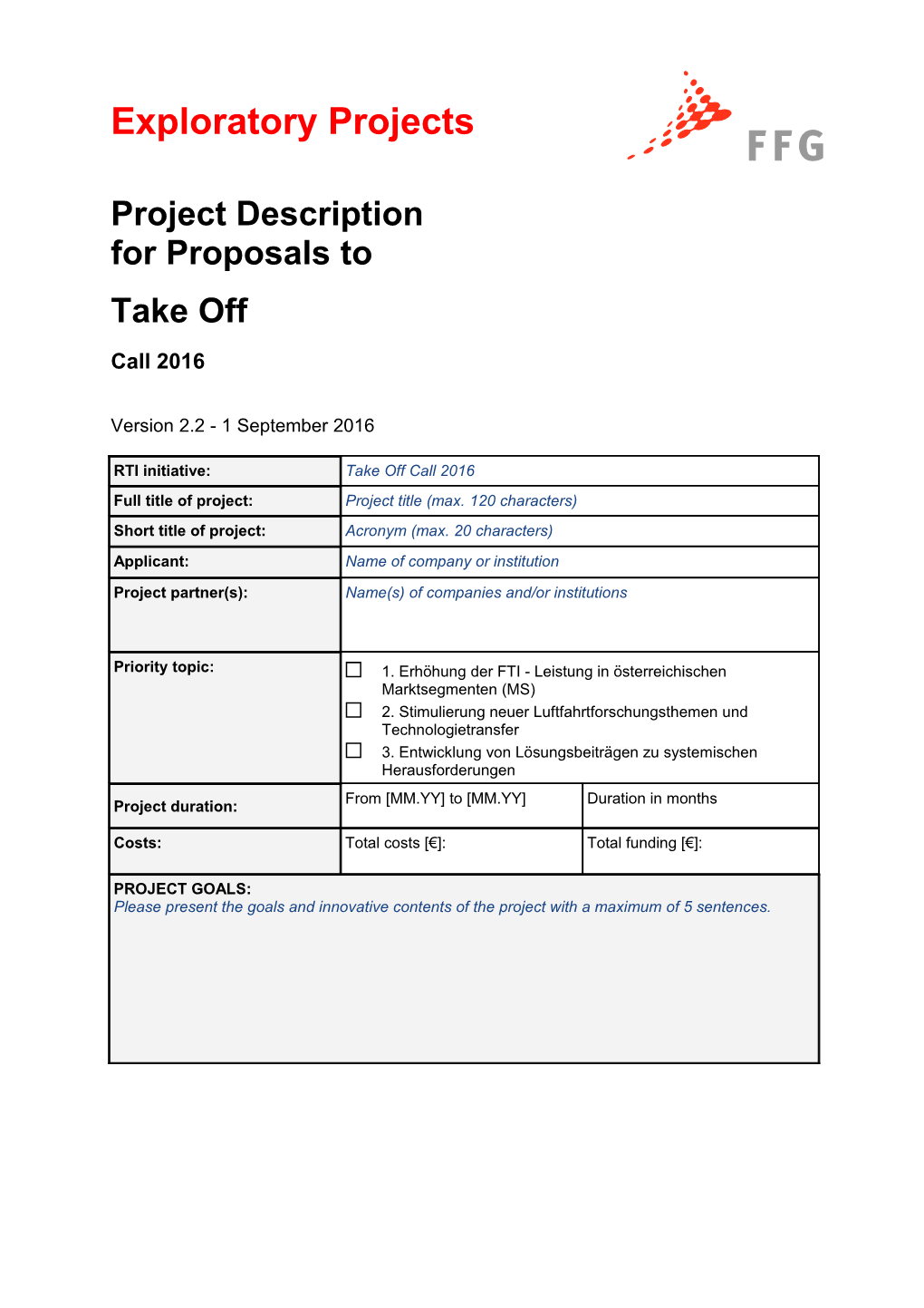 Project Description for Proposals To