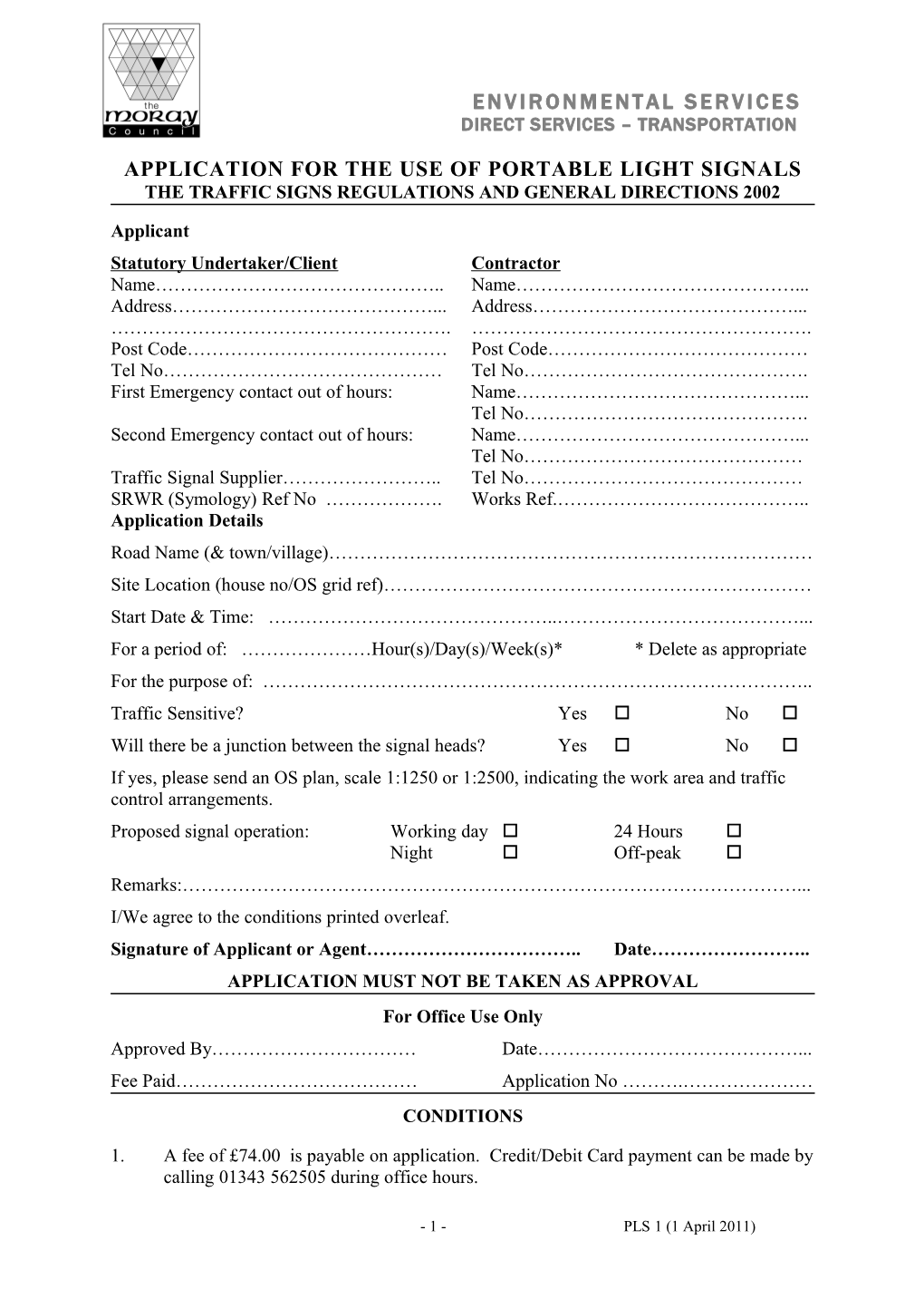 Application for the Use of Portable Light Signals