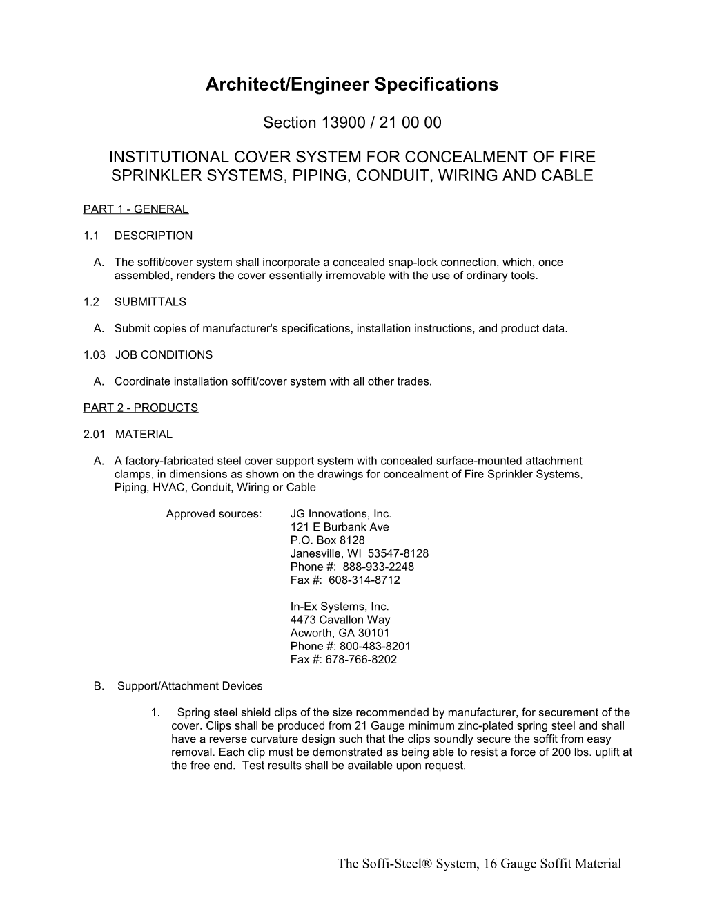 Architect/Engineer Specifications s1