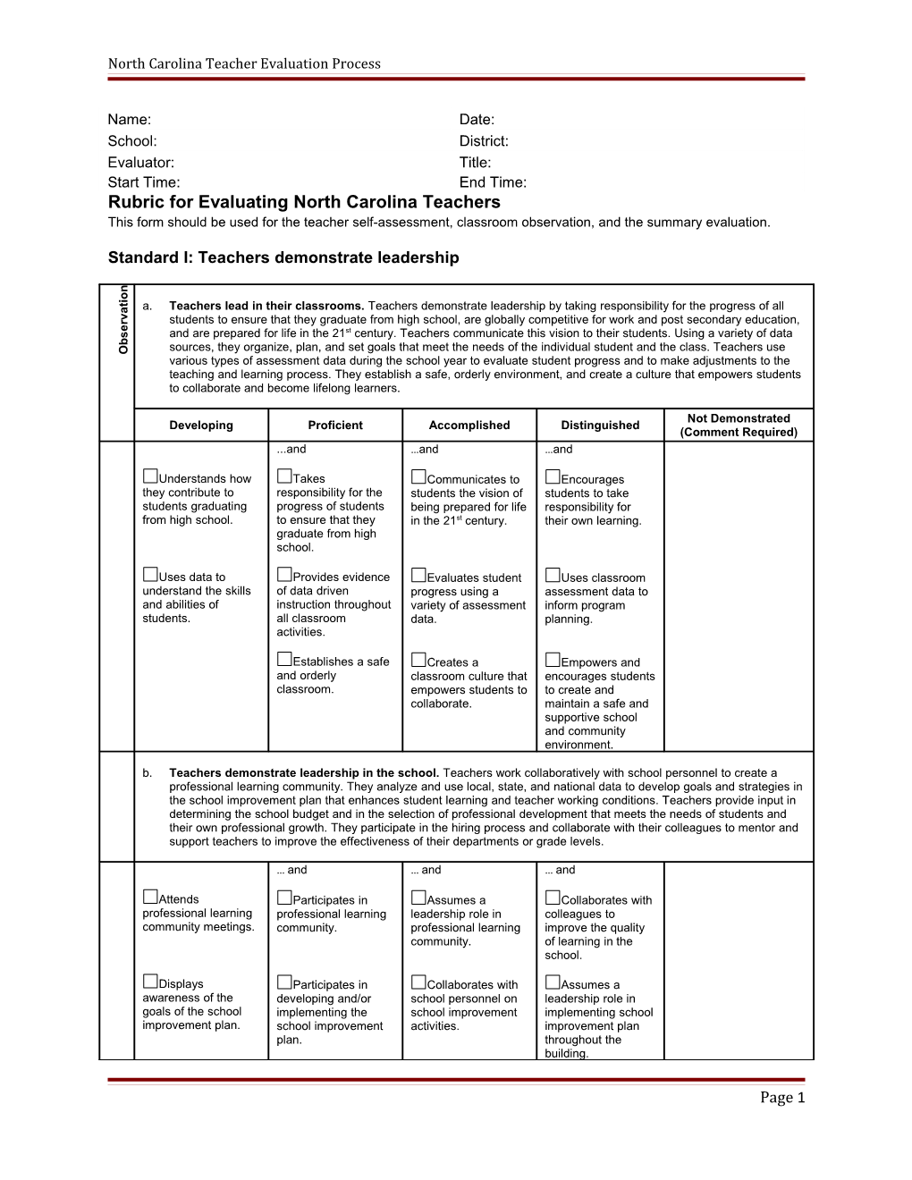North Carolina Teacher Evaluation Process s1