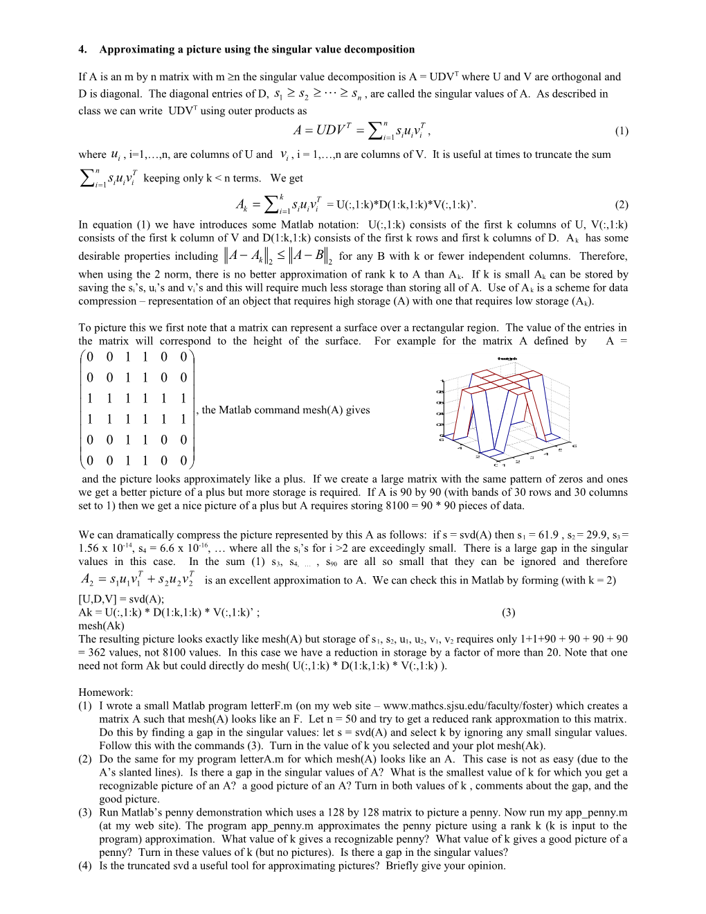 Approximating a Picture Using the Singular Value Decomposition