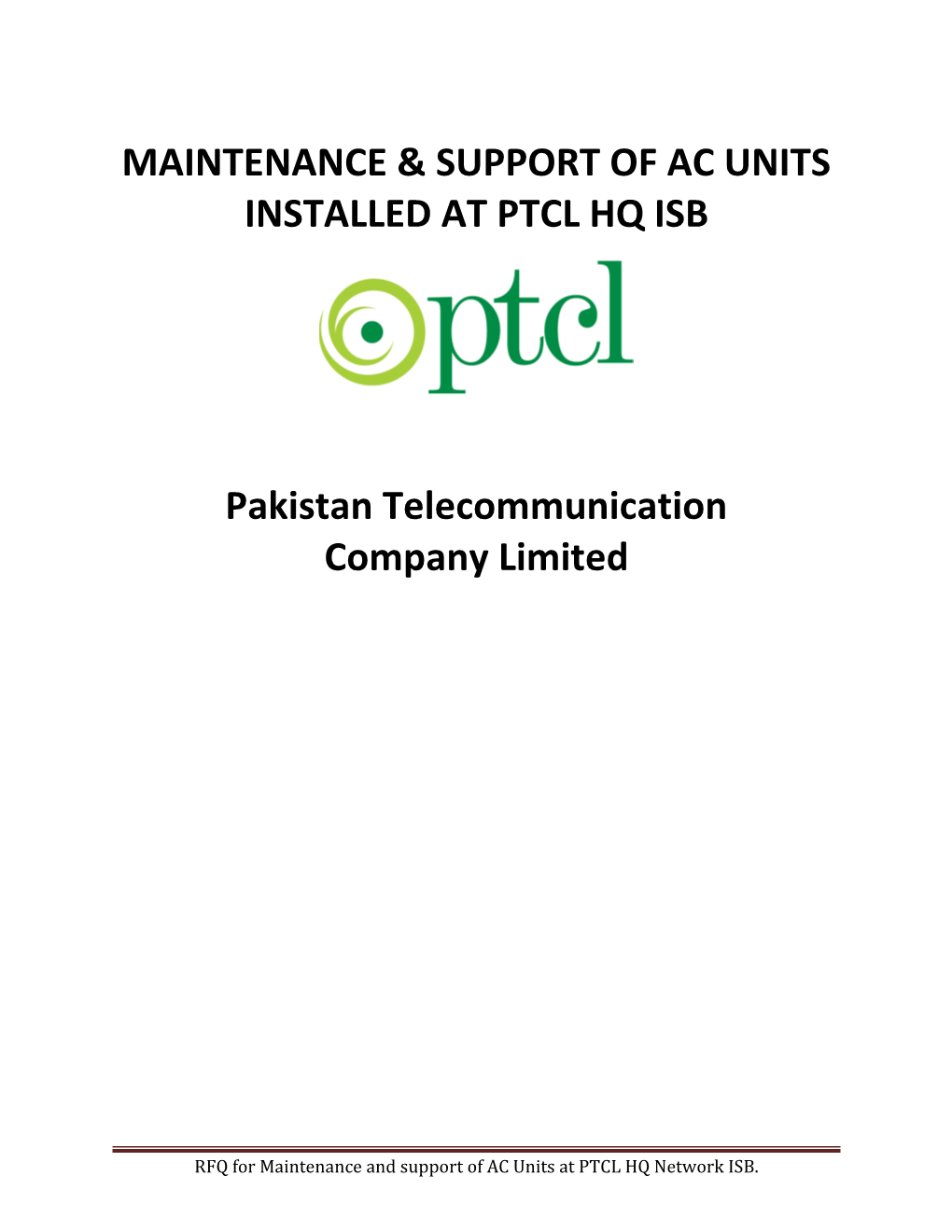 Maintenance & Support Ofac Units Installed at Ptcl Hq Isb
