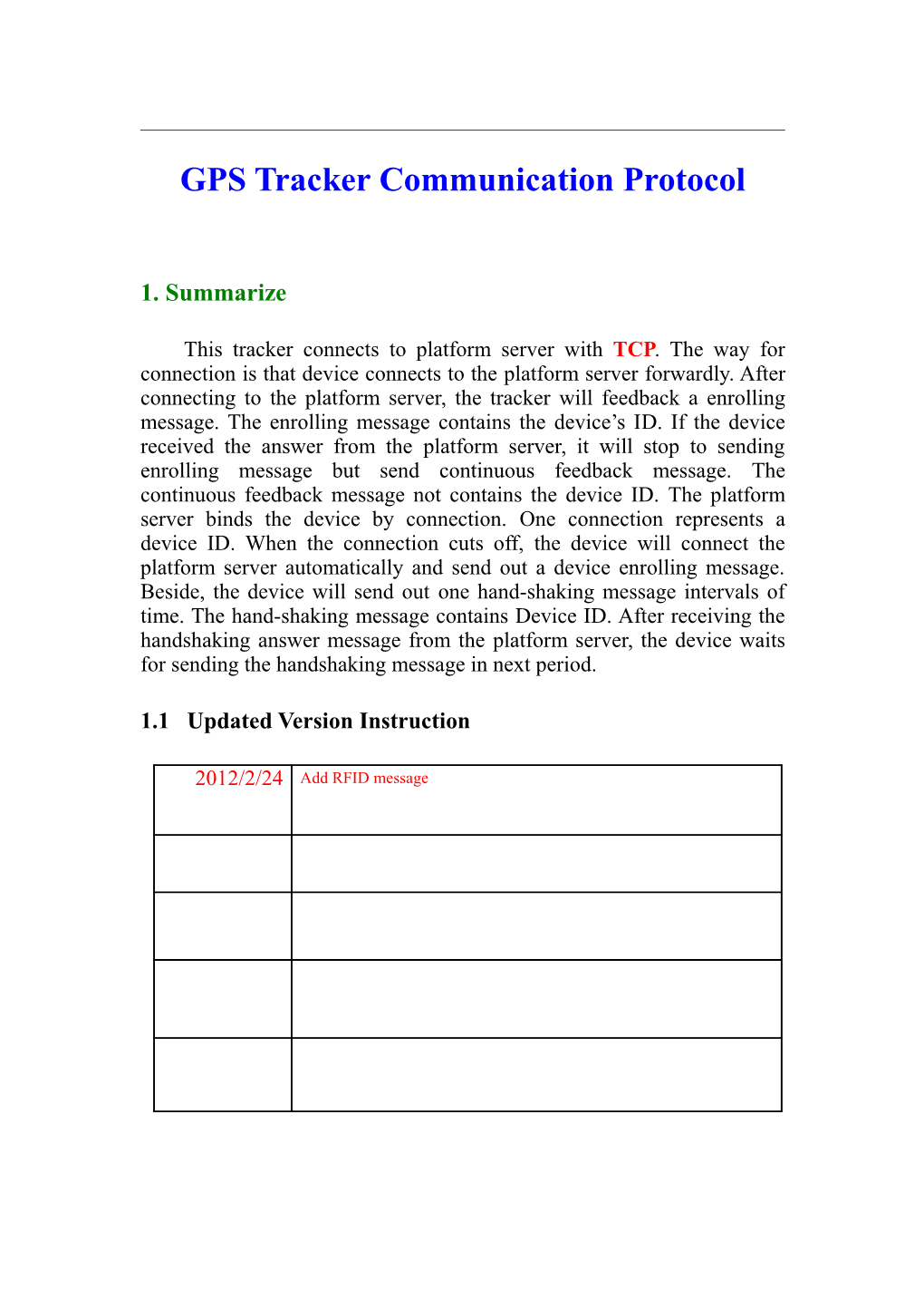 GPS Tracker Communication Protocol