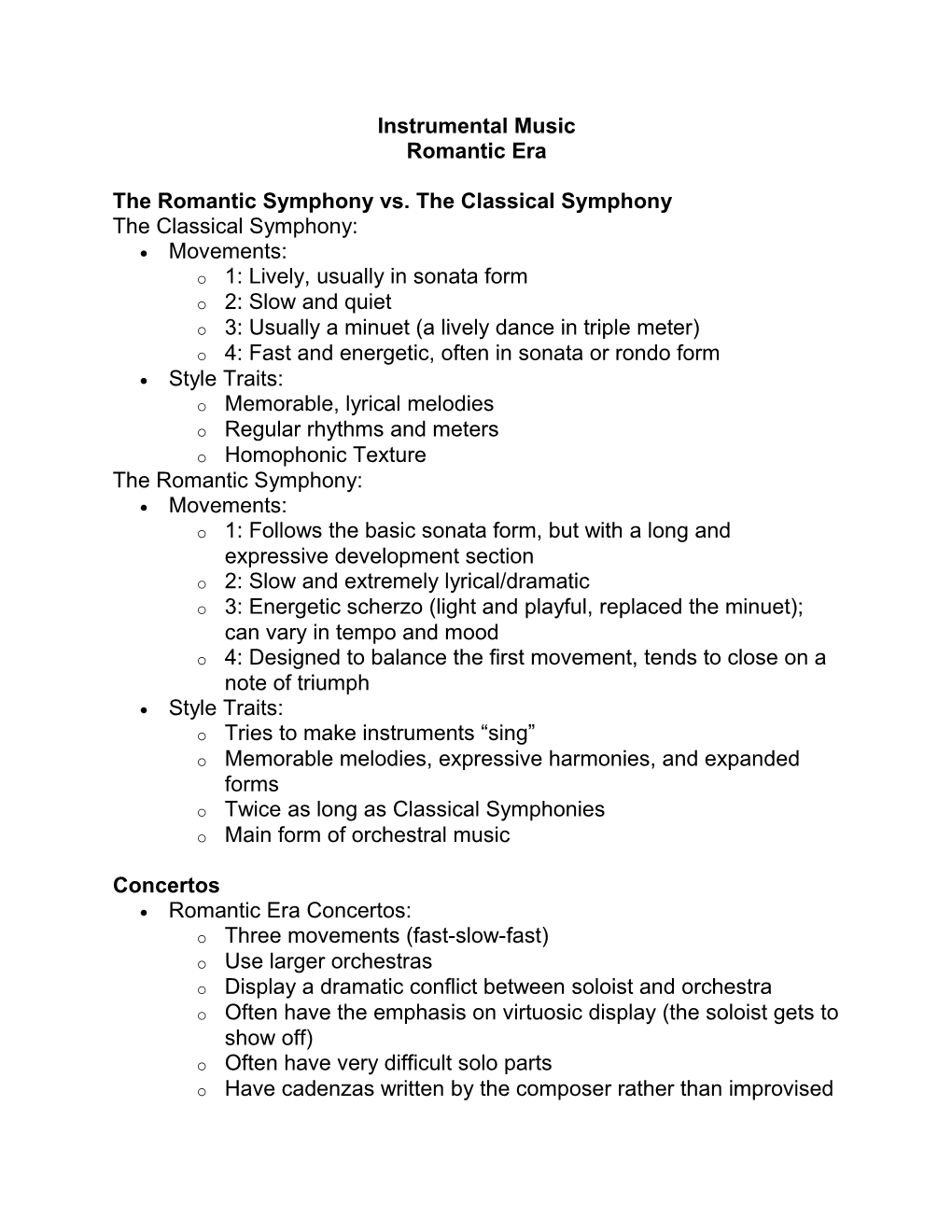 The Romantic Symphony Vs. the Classical Symphony