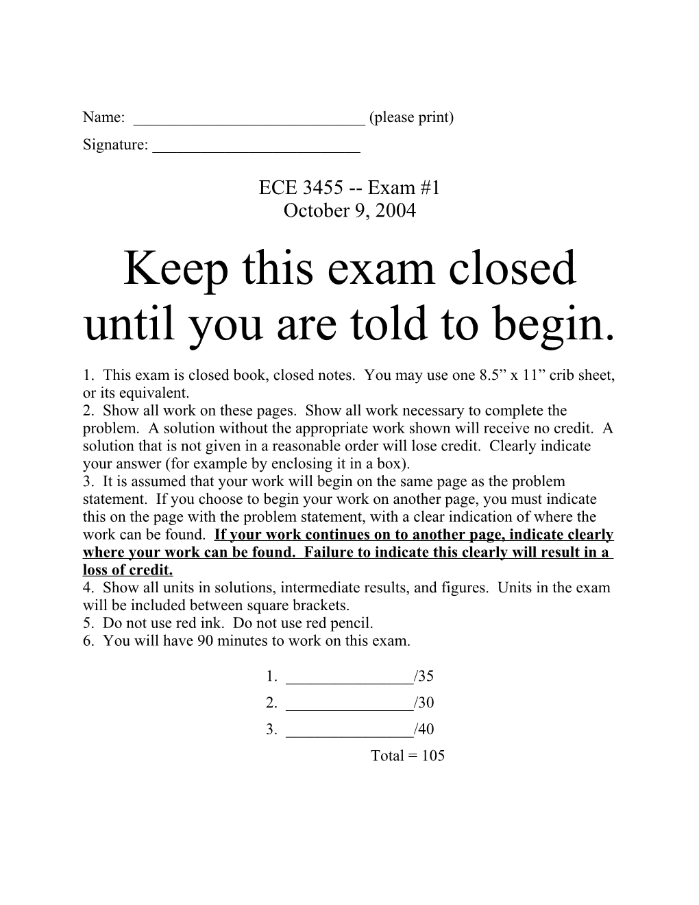 ECE 3455 Electronics Exam 1 October 9, 2004 Page 5