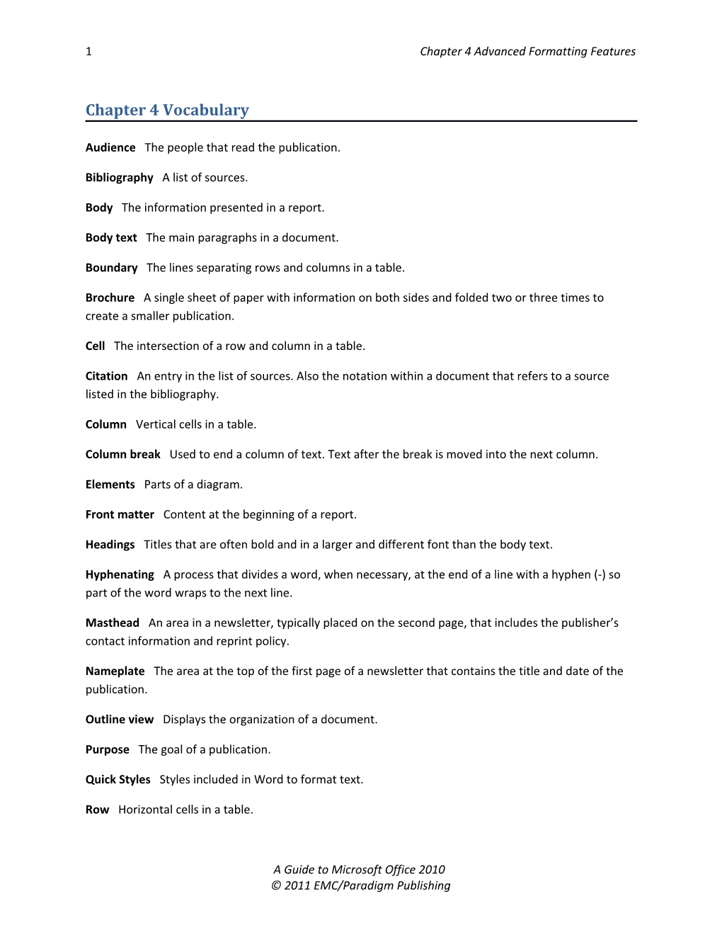 3 Chapter 4 Advanced Formatting Features