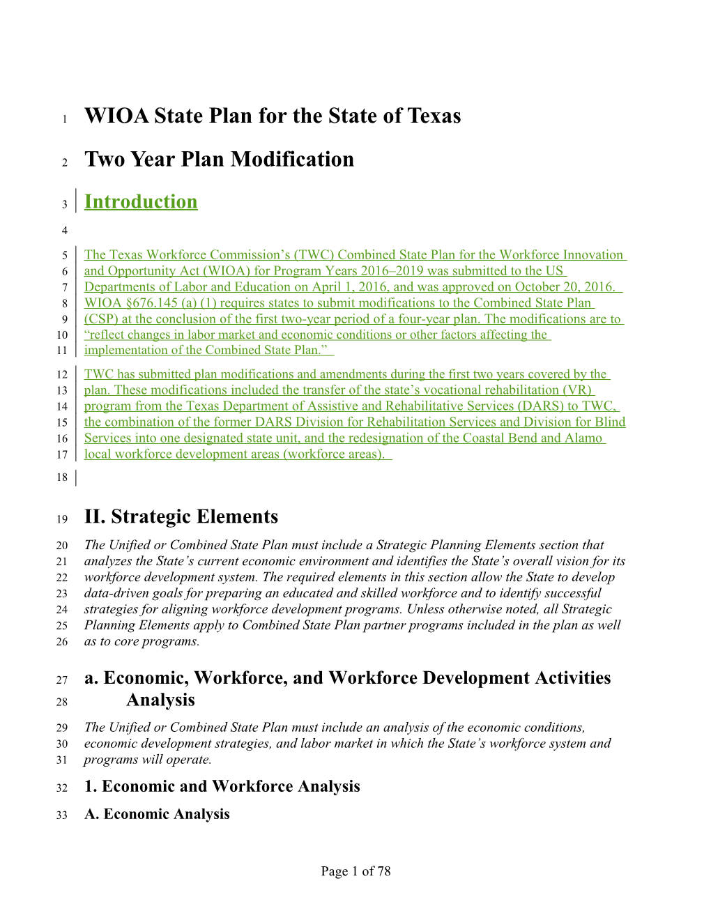 WIOA State Plan for the State of Texas