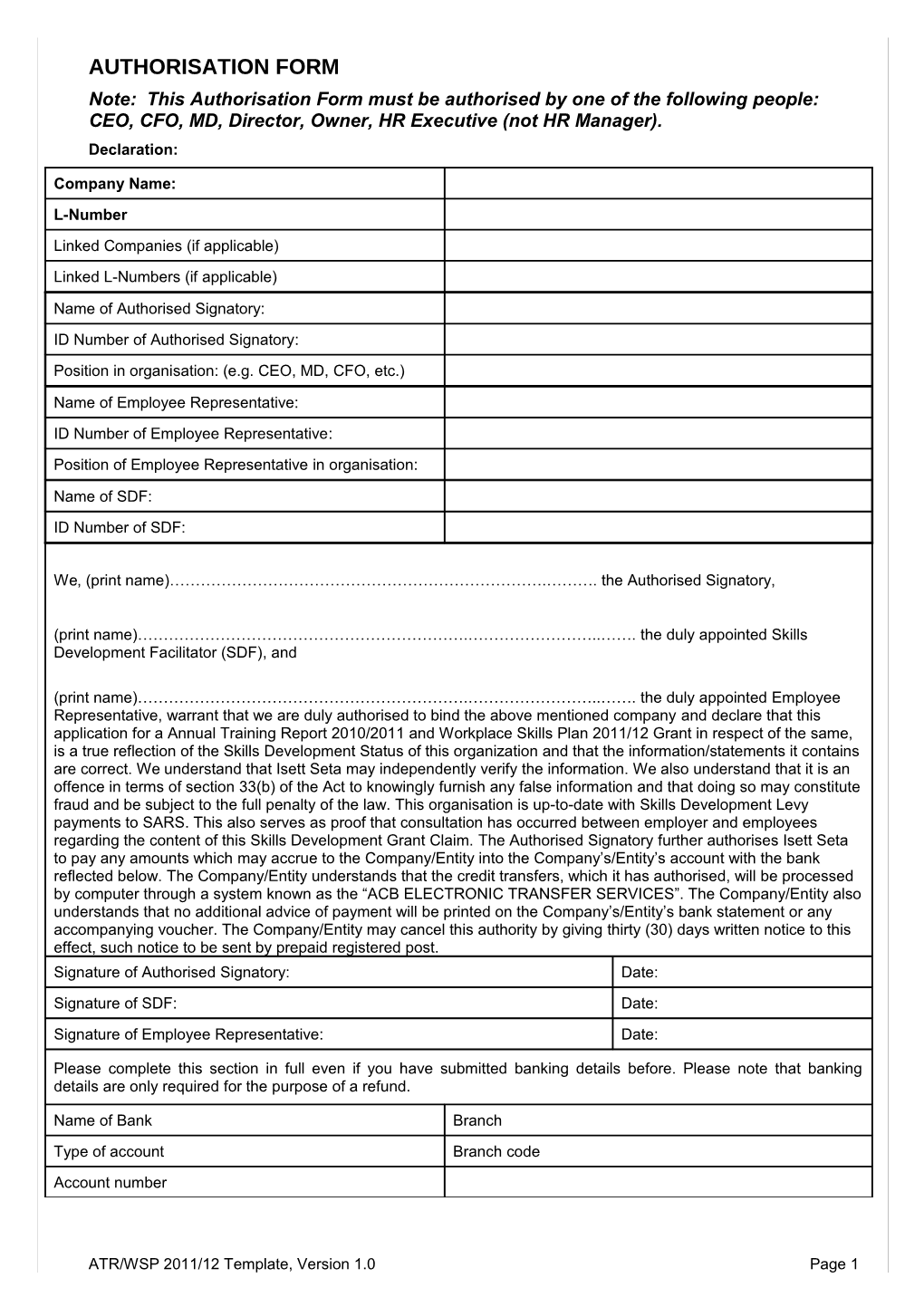 Workplace Skills Plan (WSP) 2008/9