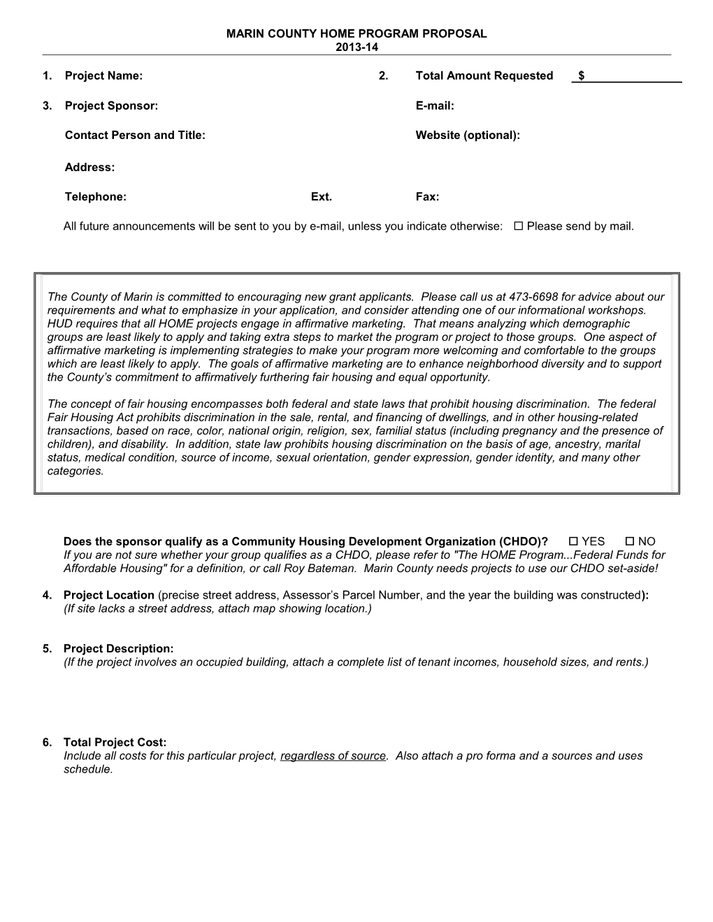 HOME Application Form
