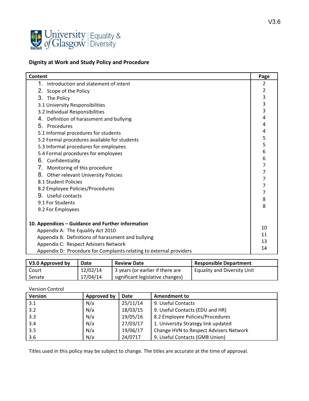 Dignity at Work and Study Policy and Procedure