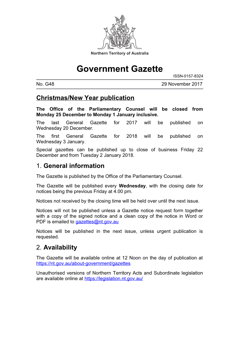 Northern Territory Government 2017 G48