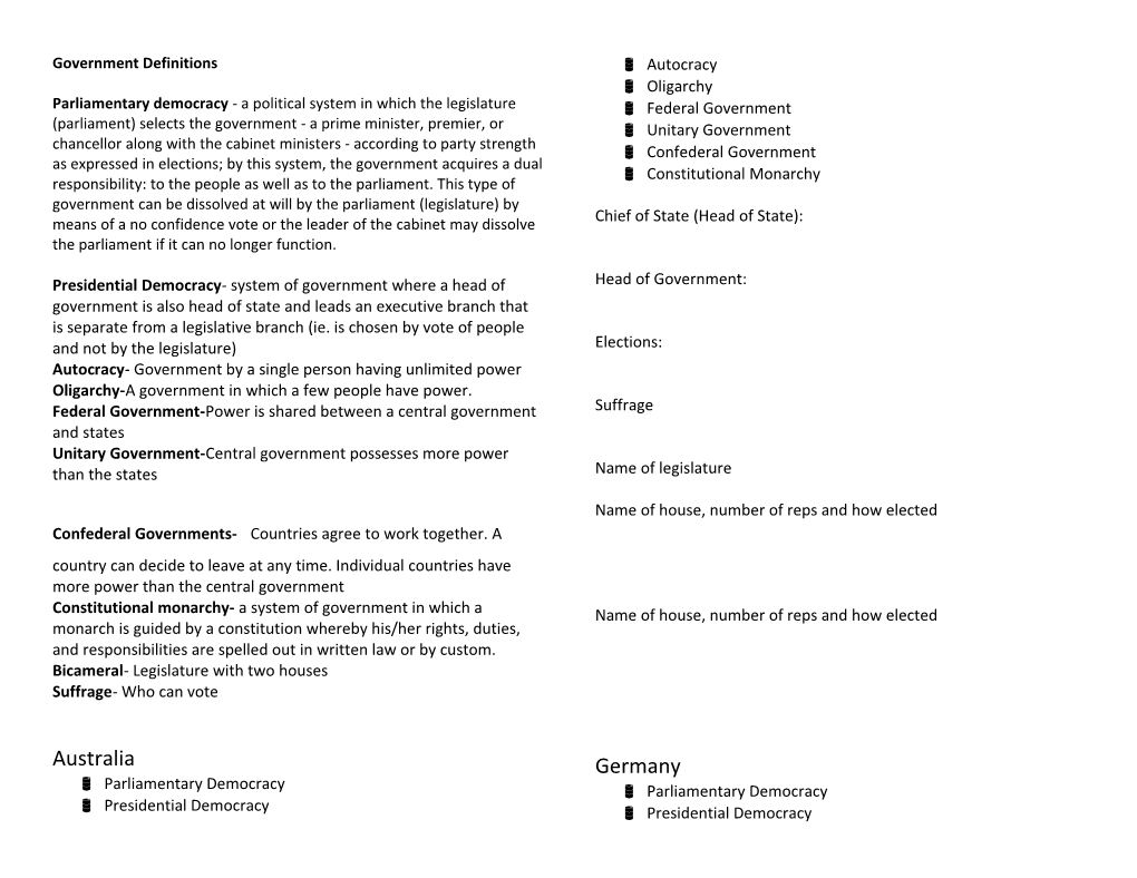 Government Definitions