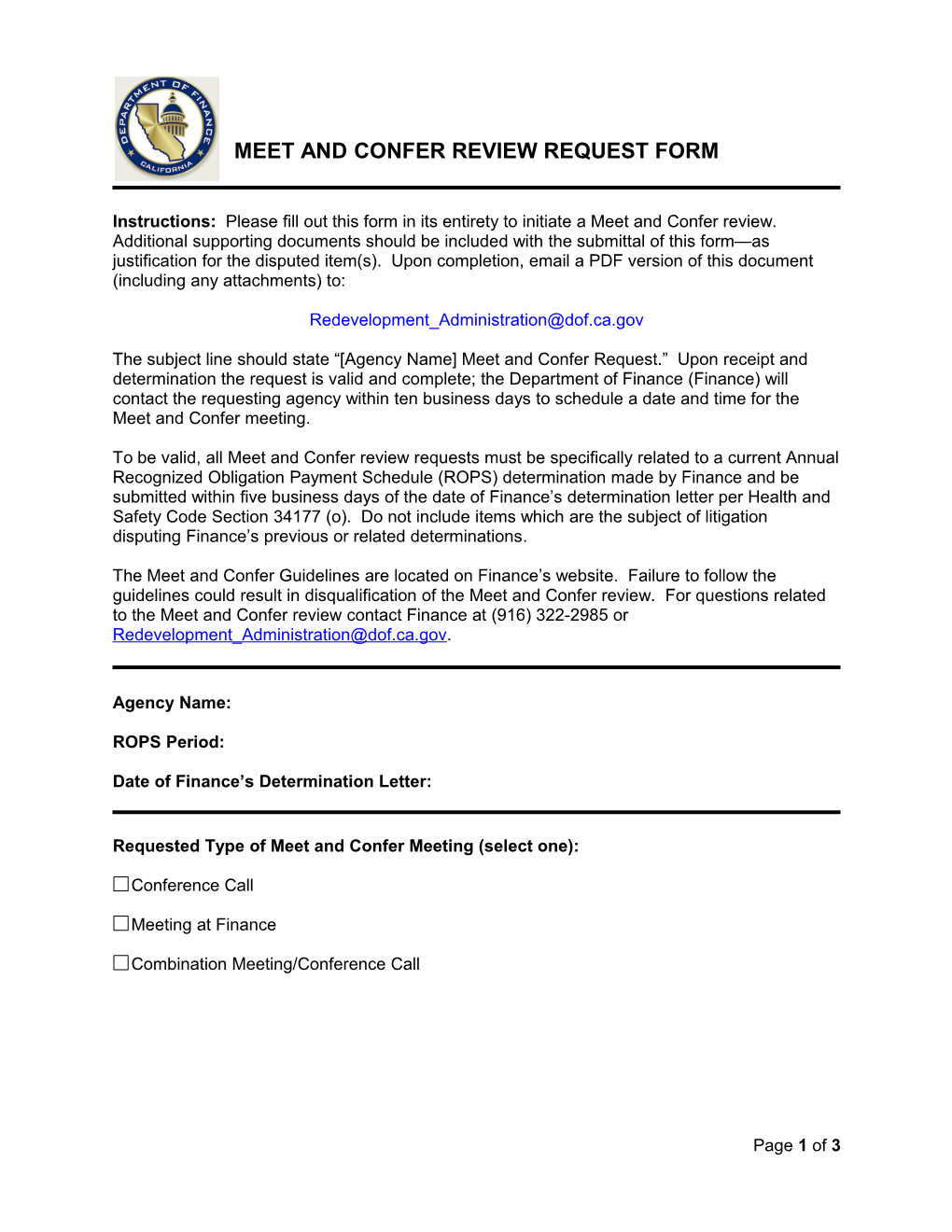 Governor's Budget Galley Processing Form