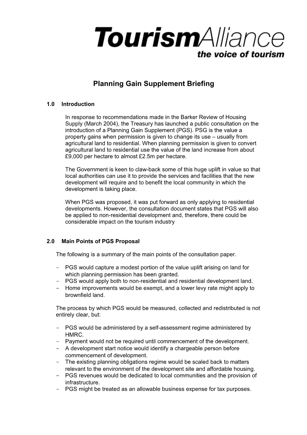 Planning Gain Supplement an HMT Consultation