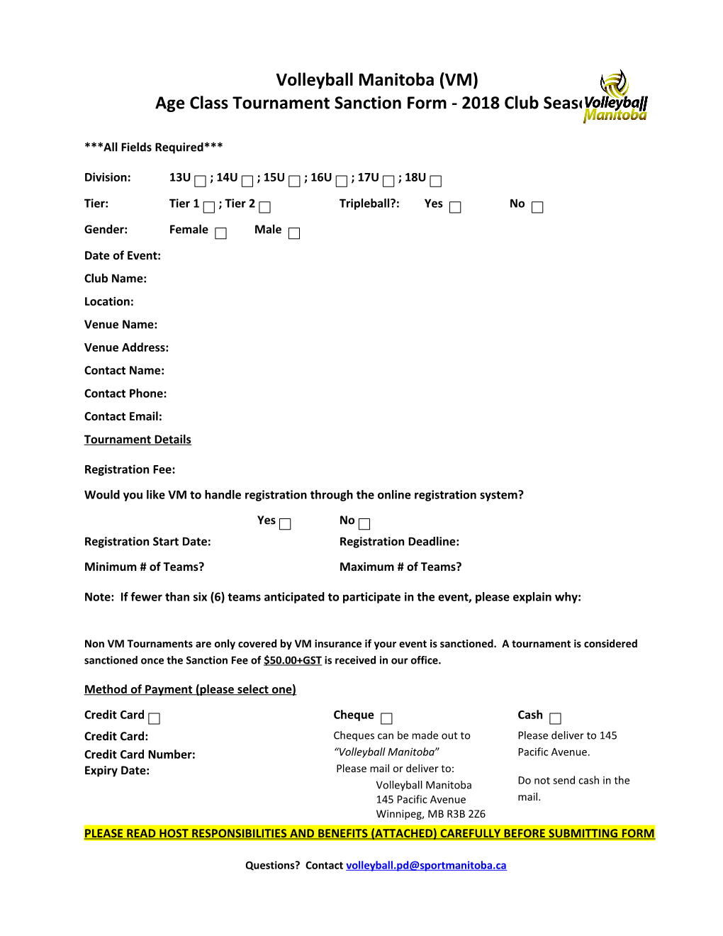 Age Class Tournament Sanction Form -2018 Club Season