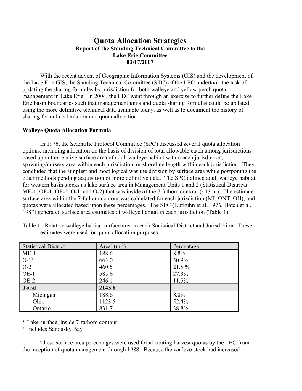 Report of the Standing Technical Committee to The