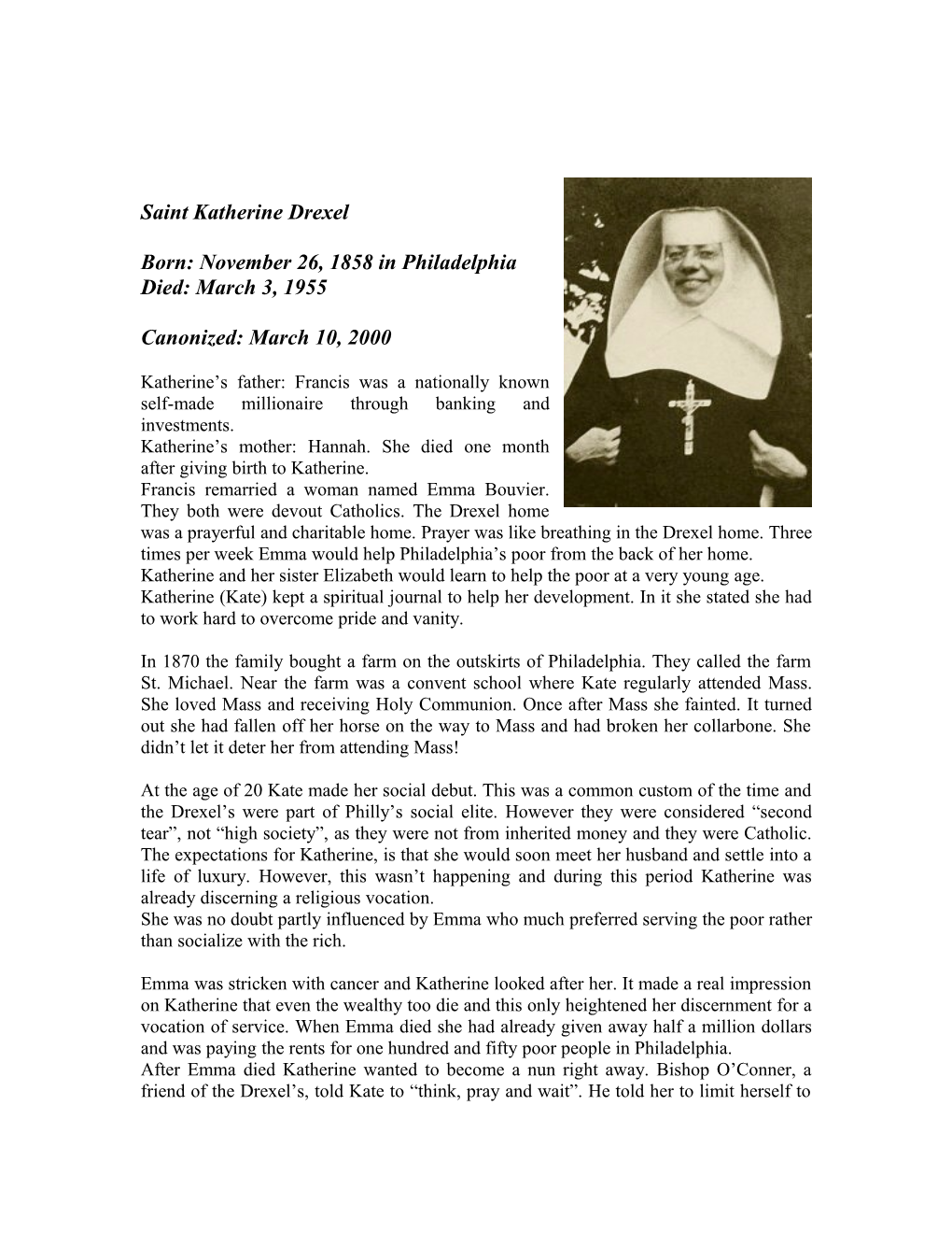 Saint Katherine Drexel