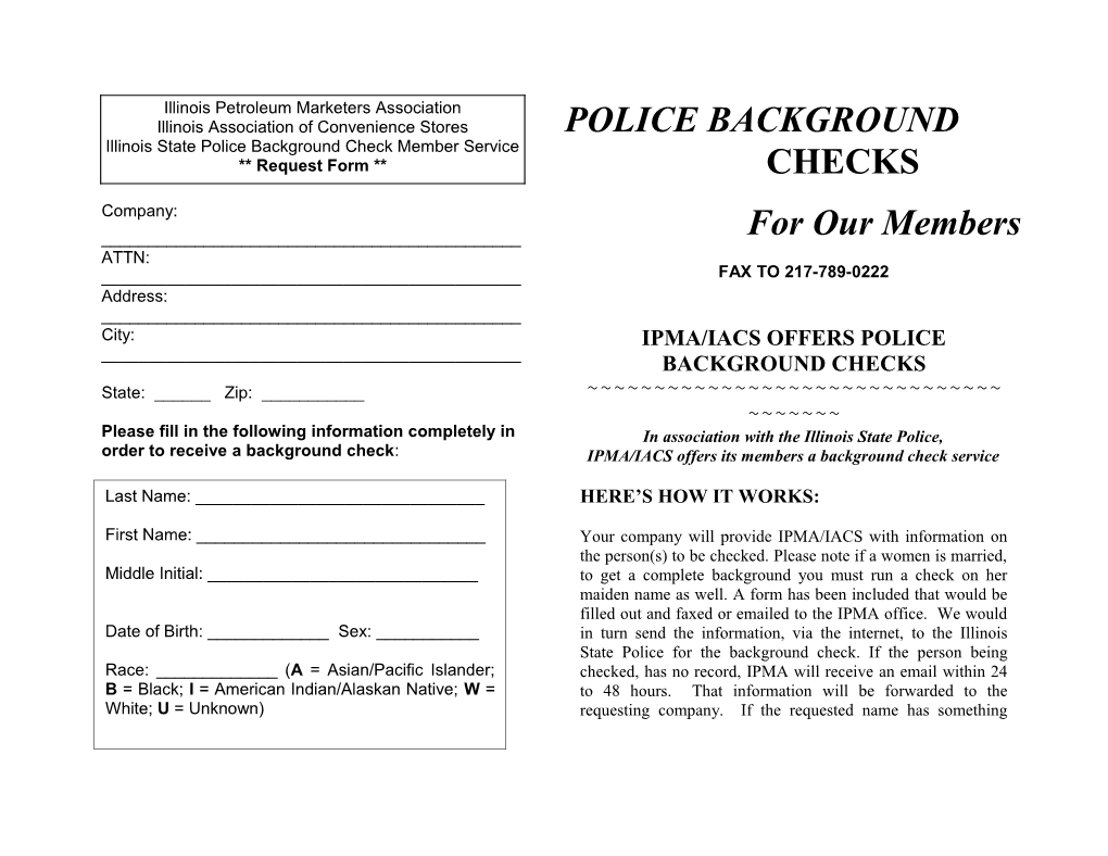 Ipma/Iacs Offers Police Background Checks