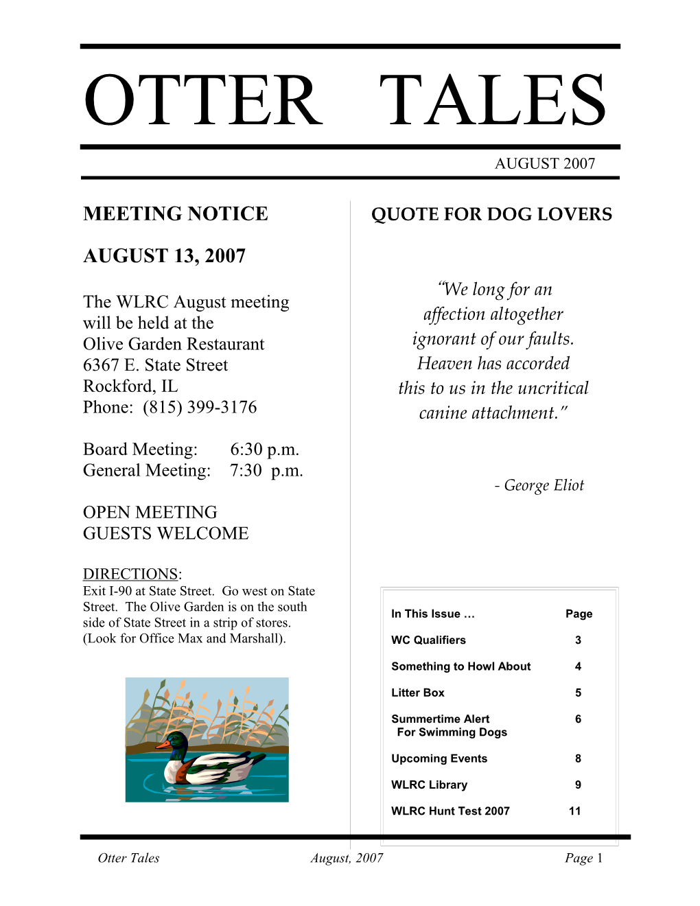 Otter Tales August, 2007 Page 1