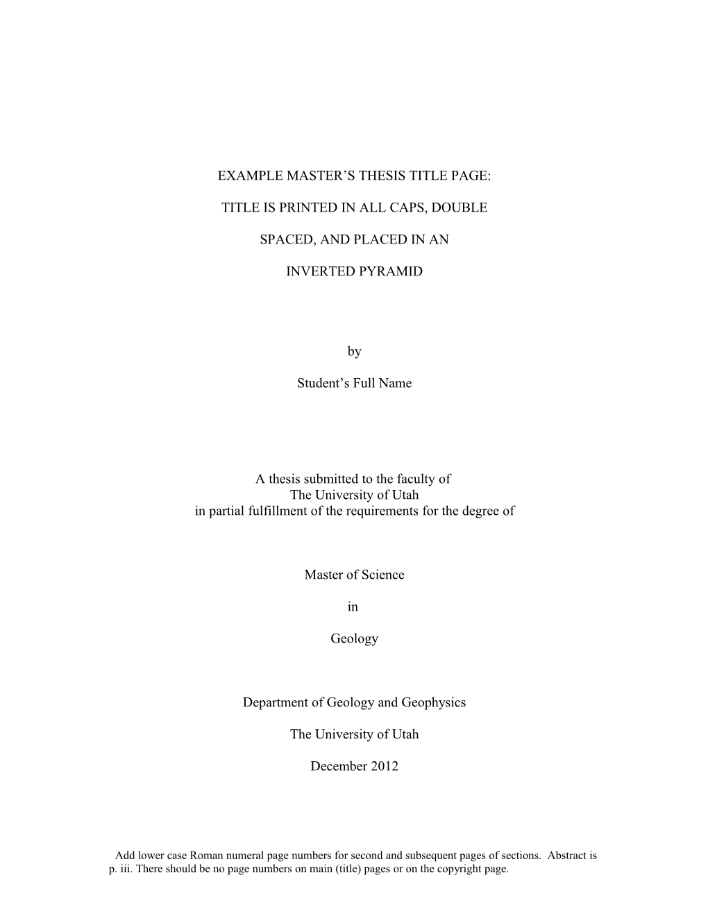 Example Master S Thesis Title Page