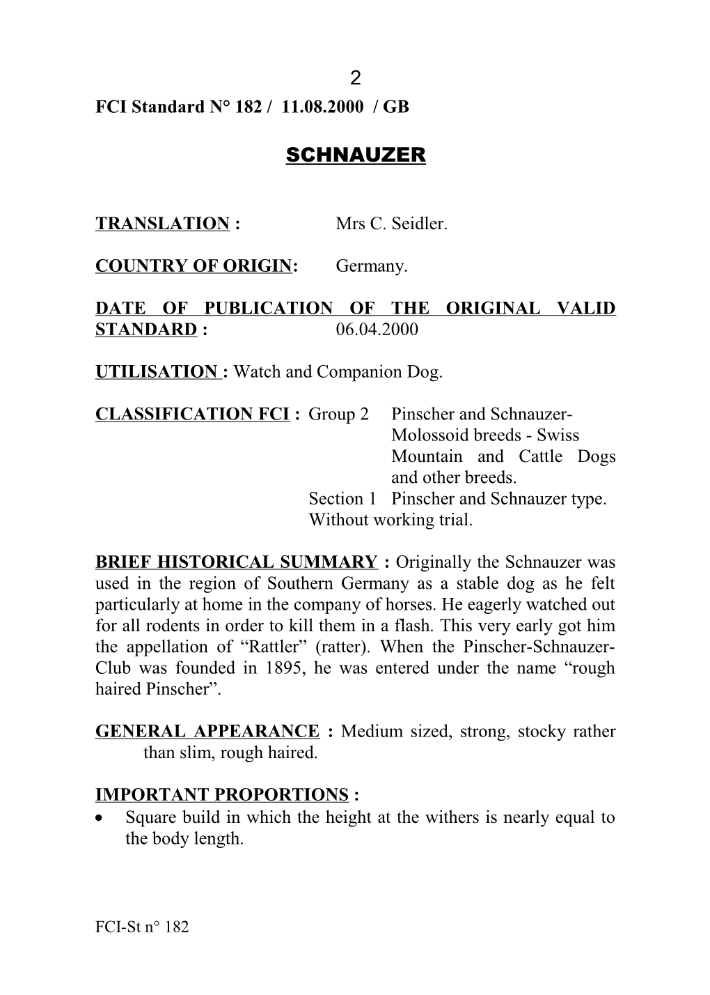 FCI Standard N 182 / 11.08.2000 / GB