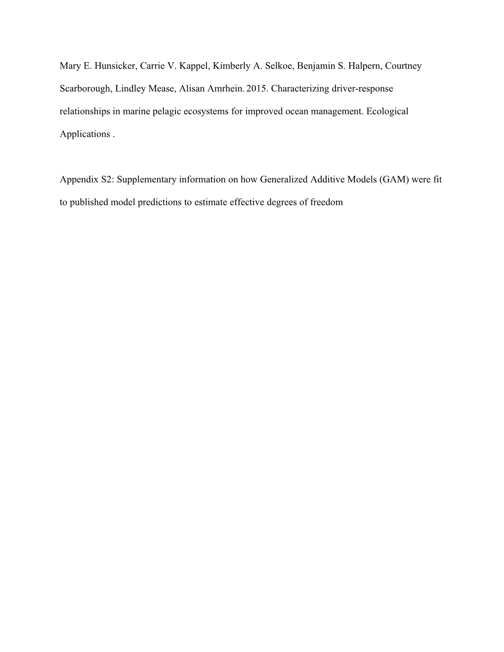 Appendix S2: Supplementary Information on How Generalized Additive Models (GAM) Were Fit