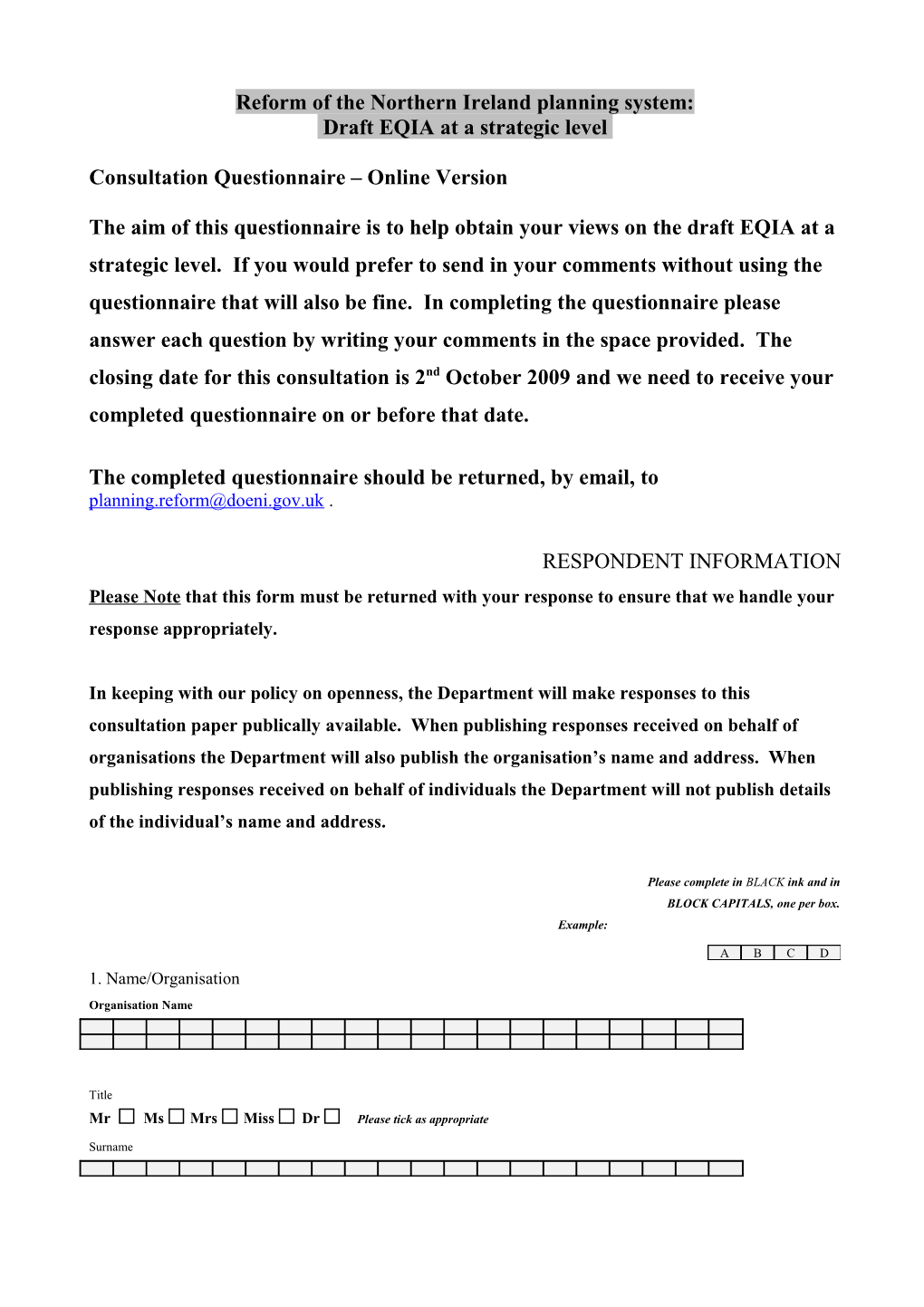 Reform of the Northern Ireland Planning System