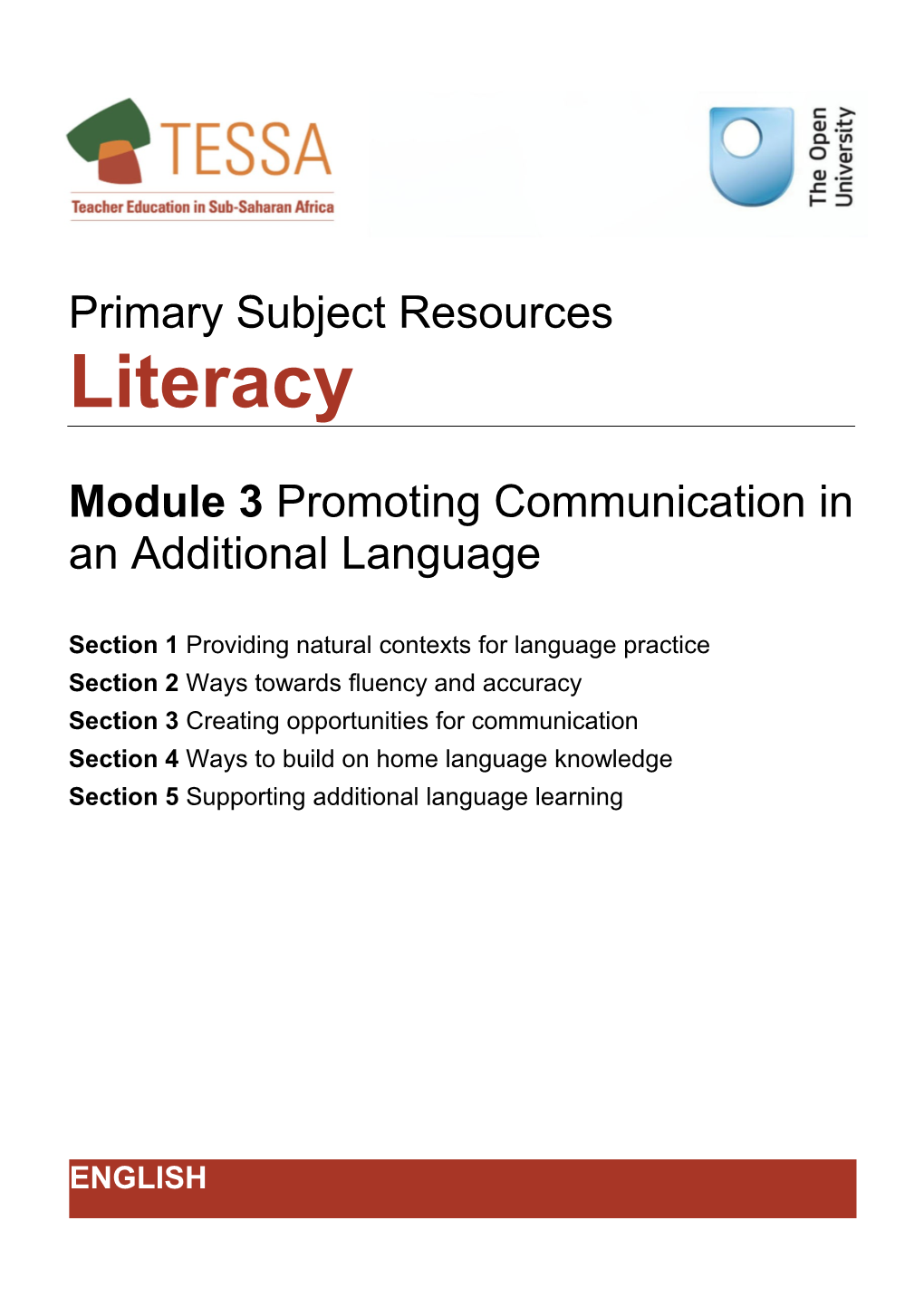 Module 3: Promoting Communication in an Additional Language