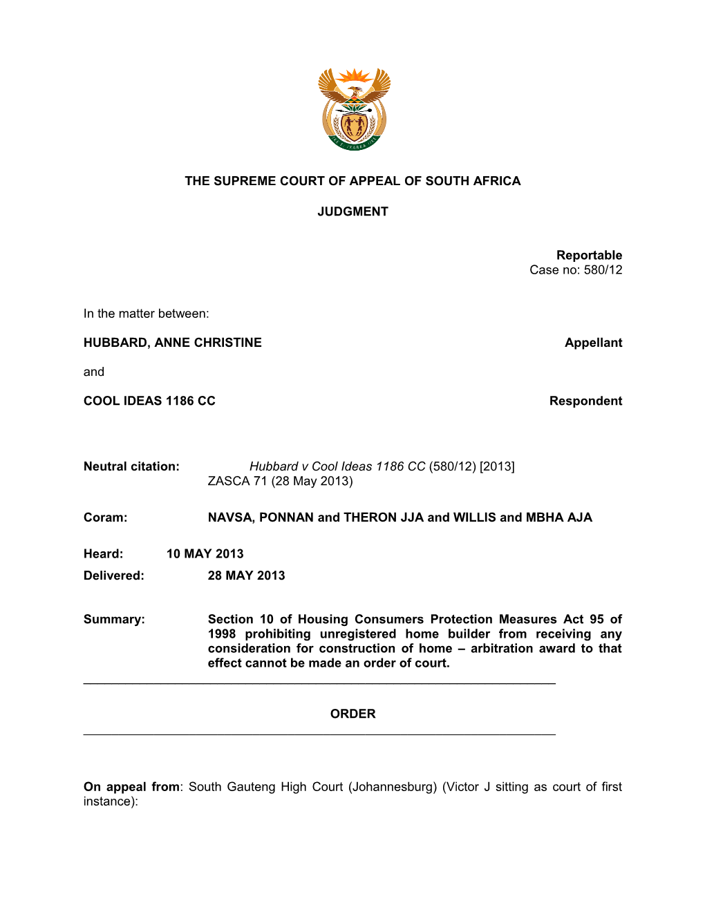 The Supreme Court of Appeal of South Africa s4